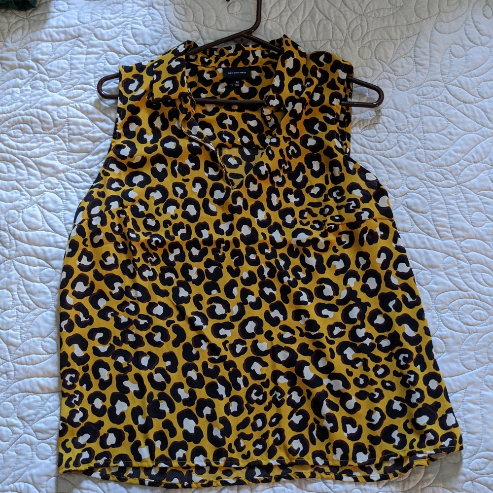 Sleeveless Gold Leopard Blouse
